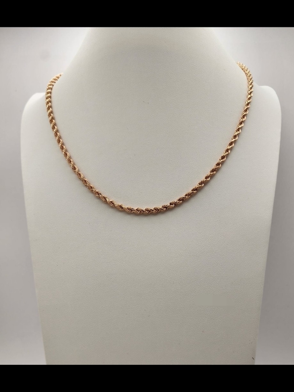 Elegant Solid Gold Plated Rope Chain Necklace 2.5mm